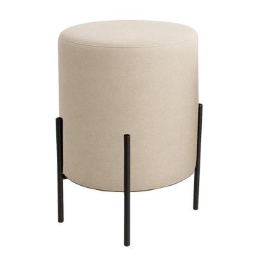 Imagem de Puff Orgânico Veludo Thor Com Pés De Ferro Preto Bege