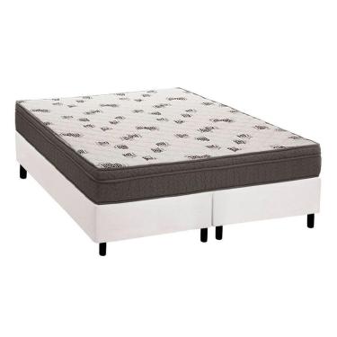 Imagem de Cama Box Queen: Colchão Espuma D45 Ortobom Light Saúde Ortopilow + Base CRC Courano White(158x198)