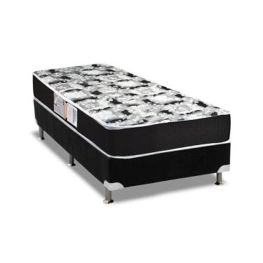 Imagem de Cama Box Solteiro: Colchão Espuma D33 Luckspuma Supreme + Base Crc Suede Black(88X188)