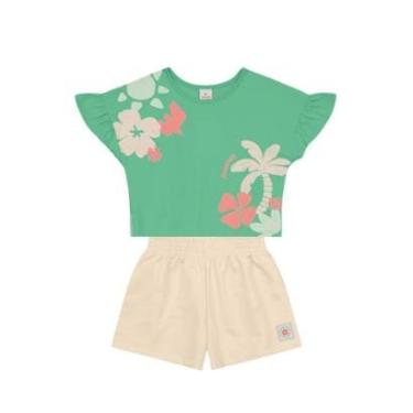 Imagem de Conjunto infantil menina cropped florido Brandili-Feminino