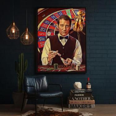 Imagem de Quadro Canvas Cassino - Poker 70X50Cm Mold Preta - Quadros On-Line