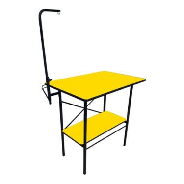 Imagem de Mesa Banho E Tosa Com Prateleira Petshop - Bravura Pet, Amarelo