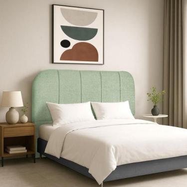 Imagem de Cabeceira Estofada 140 cm Para Cama Box Casal Boucle Luxo - Clique Chi