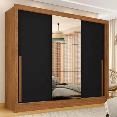 Imagem de Guarda Roupa Casal 3 Portas Correr 1,80m Isabela Glass Cinam/pto - M.a