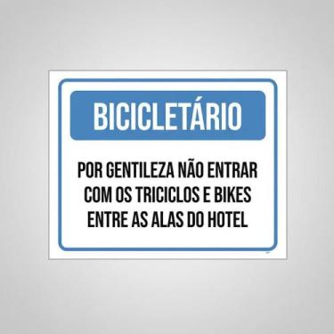 Imagem de Placa Acm Bicicletário Não Triciclos Bikes Hotel 18X23 - Sinalizo