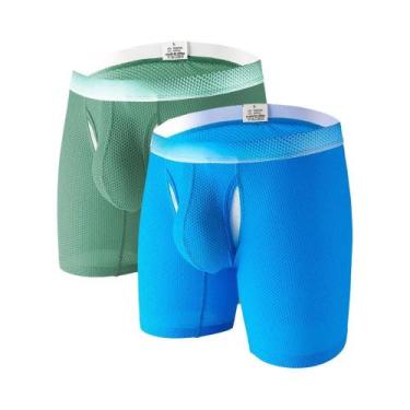 Imagem de Cuecas Boxer Masculinas De Malha Respirável Com Perna Longa, Roupa Ínt