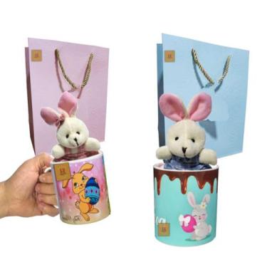 Imagem de Kit Páscoa 2 Canecas 350ml + 2 Coelhos Pelúcia + 3 Sacolas - MultiA