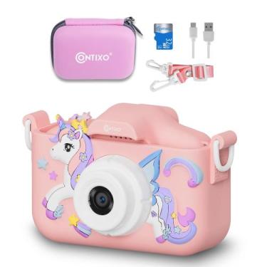 Imagem de Câmera digital infantil Contixo KC3A 1080P com cartão SD de 32 GB rosa