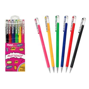 Imagem de Kit Caneta Gel Mattehop Ponta 1.0mm 6 Cores - PENTEL