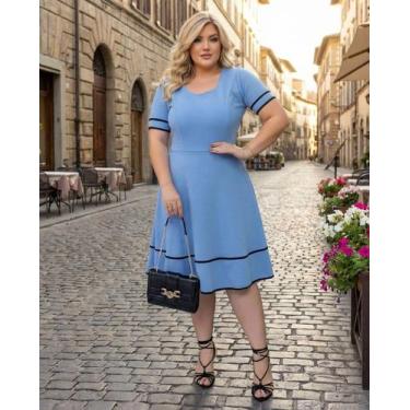 Imagem de Vestido Rodado Midi Godê Feminino Moda Evangélica Social Modelador Lux