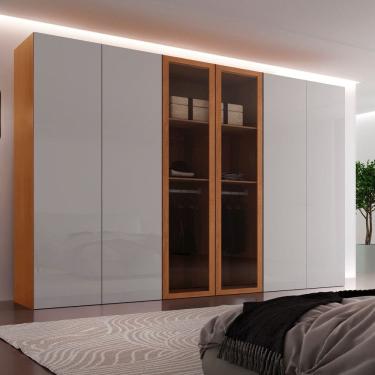 Imagem de Guarda-roupa Casal Mdf com 6 Portas e 6 Gavetas Vision Reflecta Naturale/Off White