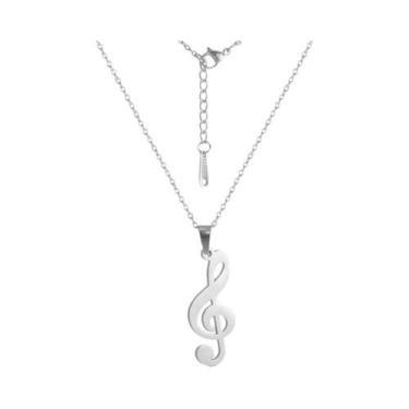 Imagem de Colar De Aço Inoxidável Com Nota Musical Clave De Sol Sol (G) Para Mul