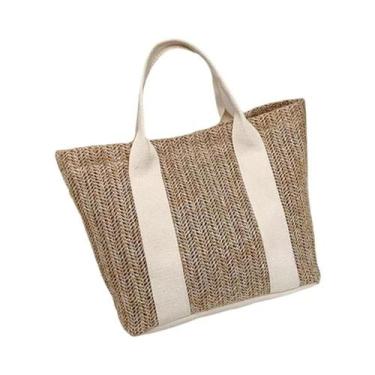 Imagem de Bolsas De Palha Femininas De Verão Com Zíper E Combinação De Cores, Bo