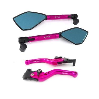 Imagem de Manete Esportivo Retrovisor Cg Titan Fan CB250F CB300F - NoBrand, Pink