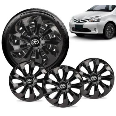 Imagem de Jogo 4 Calota Velox Aro 15 Preta Toyota Etios Corolla Yaris - Elitte