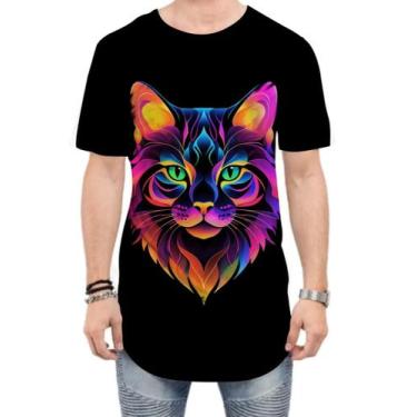 Imagem de Camiseta Longline de Gatinho Colorido Neon Vetor 14 - Kasubeck Store®,