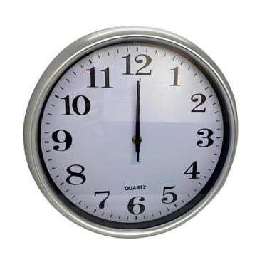 Imagem de Relógio de Parede Decorativo 30cm Prateado Cinza Quartz Estilo Moderno