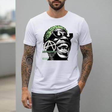 Imagem de Camiseta Masculina Streetwear Algodão 30.1 Penteado Regular Fit Camisa Urbana Punk Art...
