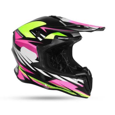 Imagem de Capacete Ims Revo Preto/Rosa Trilha Enduro Motocross, M - 58