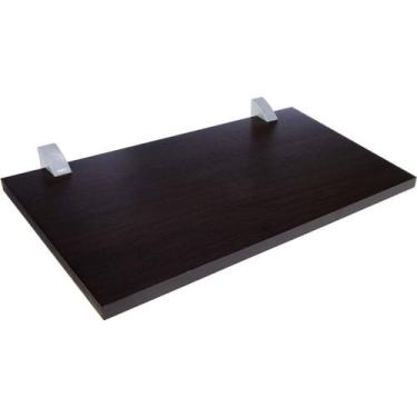 Imagem de Prateleira 20x60 MDF Branca/Marrom com Suporte Para Sala Quarto Livro 