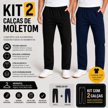 Imagem de Kit 2 Calças de Moletom Adulto Básica Unissex com 2 Bolsos frontais co