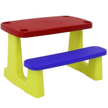Imagem de Mesinha Infantil com Banco Tramontina Escolar Mesa Atividades Brincar Plástico Colorido +2 anos