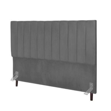 Imagem de Cabeceira Estofada Cama Casal Box 140 Cm Sara Suede E Frame Cor:cinza 
