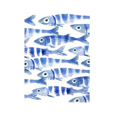 Imagem de Pôster De Lona Com Sardinha Azul, Estilo Mediterrâneo, Impressões De A
