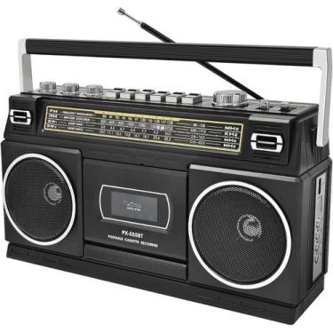 Imagem de Boombox com toca-fitas CTDZLED Bluetooth 24W estéreo