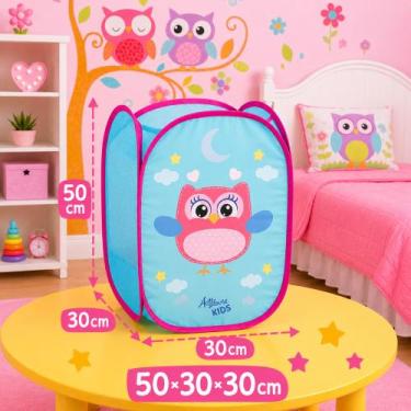 Imagem de Cesto Infantil Dobrável Telado  Organizador de Brinquedos e Roupas  Mu