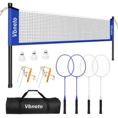 Imagem de Conjunto de Badminton Vbneto Rede 6,1m 4 Raquetes 3 Petecas
