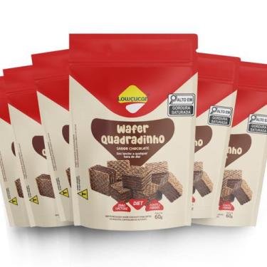 Imagem de Kit 6 Unid. Wafer Quadradinho Lowçucar Zero Lactose Sabor Chocolate 60