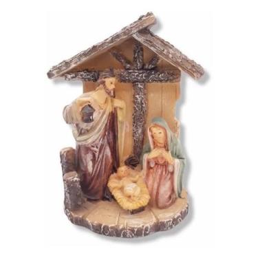 Imagem de Presépio Sagrada Família Em Resina Jesus Na Mangedoura Natal - Rio Mas