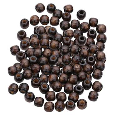 Imagem de dailymall 100 peças de berloques de madeira de café com furo grande europeu DIY joias