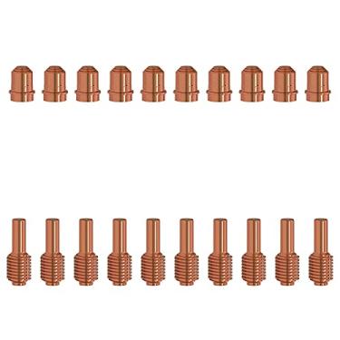 Imagem de KEMAO 10 pçs 420117 bocal de corte plasma 10 pçs 420120 pontas de eletrodo adequadas para PMX 30XP Tocha de corte de plasma fino consumível