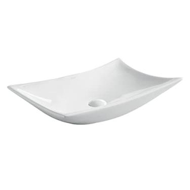 Imagem de jinyi2016SHOP Pias de vaso de banheiro de cerâmica moderna de porcelana acima do balcão 57 x 43 cm, pia de cerâmica branca para banheiro pia de banheiro