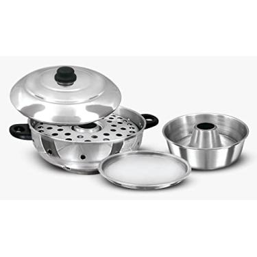 Imagem de Churrasqueira Multiuso Vigorosa Para Fogão 3 Em 1 N 30 Bolo Pão Pizza Grelhados Alumínio Polido