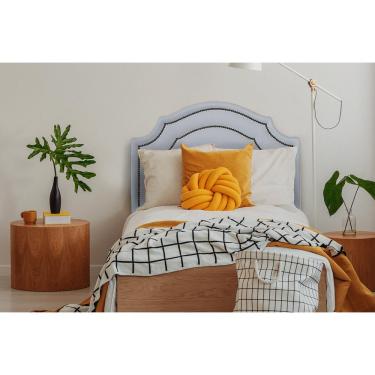 Imagem de Cabeceira Solteiro Provençal Dupla 90x60 Cor Branco - Tachas Fumê