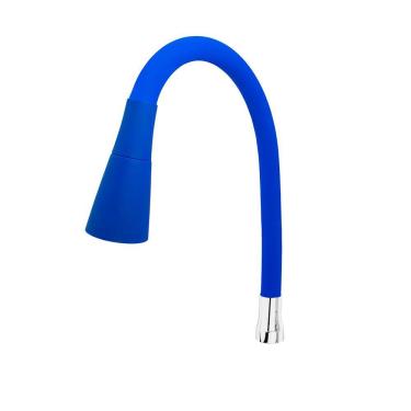 Imagem de Tubo Flexível Silicone Azul E Arejador Cone Duplo Jato