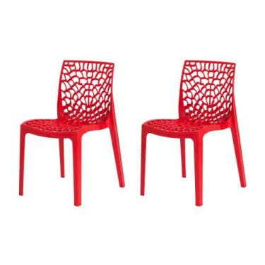 Imagem de Kit 2 Cadeiras Gruvyer Vermelha Sala Cozinha Jantar - Waw Design