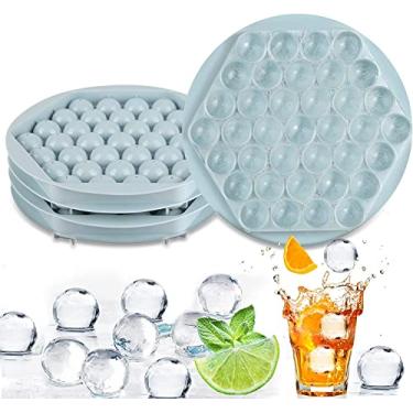 Imagem de 2 Pack Round Ice Cube Tray With Lid,Mini Circle Ice Ball Maker Mold for Freezer,1 in X 74PCS Sphere Ice Chilling Cocktail Whiskey Tea & Coffee (Azul)
