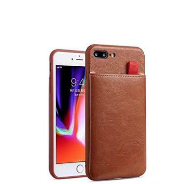 Imagem de Carteira de cartão estojo de couro para iPhone 13 12 11Pro Max XS Max XS XR X 8 7 Plus SE Slot para cartão Puxe Bolsa Capa Moldura de Silicone, marrom, para iPhone 13Pro Max