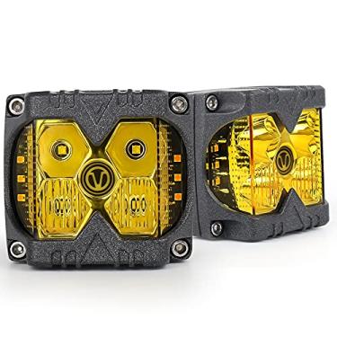 Imagem de Atiradores laterais de LED, POVTOR 40W à prova d'água IP68 lentes amarelas feixe combo com luzes laterais estroboscópicas sólidas e âmbar separadas luzes laterais cubo luzes de direção para quadriciclos UTV RZR trator SUV 4X4 caminhão motocicleta