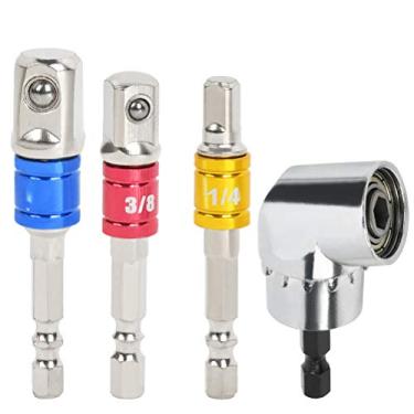 Imagem de TIMESET L 3 peças 1/4" 3/8" 1/2" Cr-V haste hexagonal grau de impacto conjunto de extensão e adaptador de broca de ângulo direito de 105° acessório adaptador de chave de fenda sextavada de 6 mm