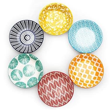 Imagem de Prato de molho de soja KitchenTour de 74 ml, tigelas de cerâmica para temperos, sushi, aperitivo, vinagre, ketchup, churrasco - design colorido sortido (conjunto de 6)