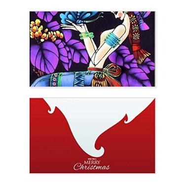 Imagem de Mulher borboleta Romance Árvore à luz da lua férias Feliz Natal Cartão de parabéns Mensagem de Natal