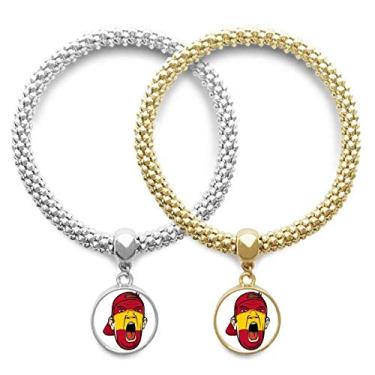 Imagem de DIYthinker Bandeira da Espanha cabeça de maquiagem facial gritando boné amante pulseira pingente joia casal corrente presente, NA, Na