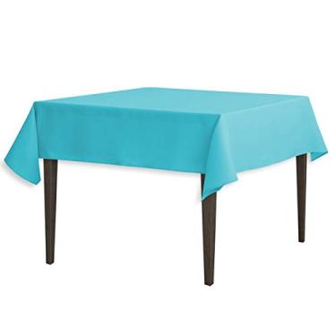 Imagem de LinenTablecloth Toalha de mesa quadrada de poliéster de 137 cm turquesa