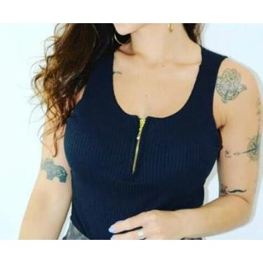Imagem de Body Feminino Canelado Alça Regata Decote Ziper - Filo Modas