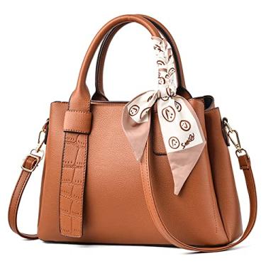 Imagem de Bolsa de mão feminina grande de couro vegano bolsa transversal bolsa de ombro feminina bolsa de viagem, Amarelo